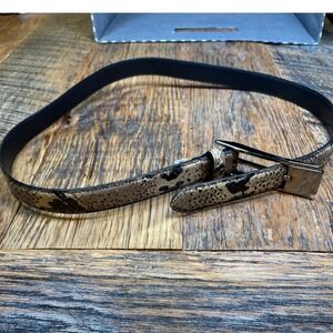 Fina Firenze Womens‎ Snakeskin Print Italian Leather Belt Brown Tan M 7185